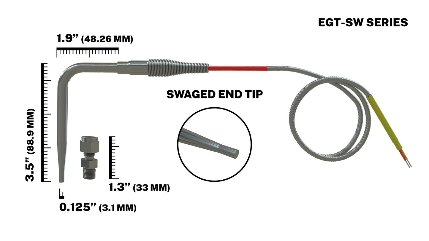 EGT Probe - Diesel - Extreme Duty Racing - 1/4" Diameter