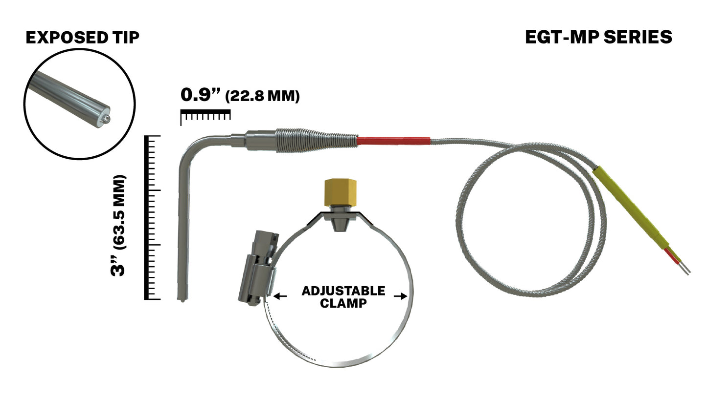 EGT Probe Exhaust Gas Temperature Sensor - Muffler Clamp - 3/16" Diameter