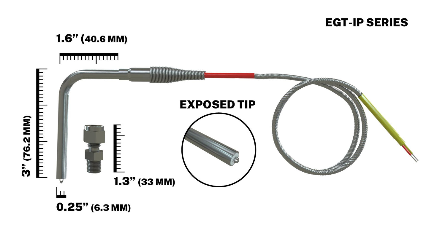 SET OF 8 - EGT Probe Exhaust Gas Temperature Sensor - Extreme Duty - 1/4" Diameter