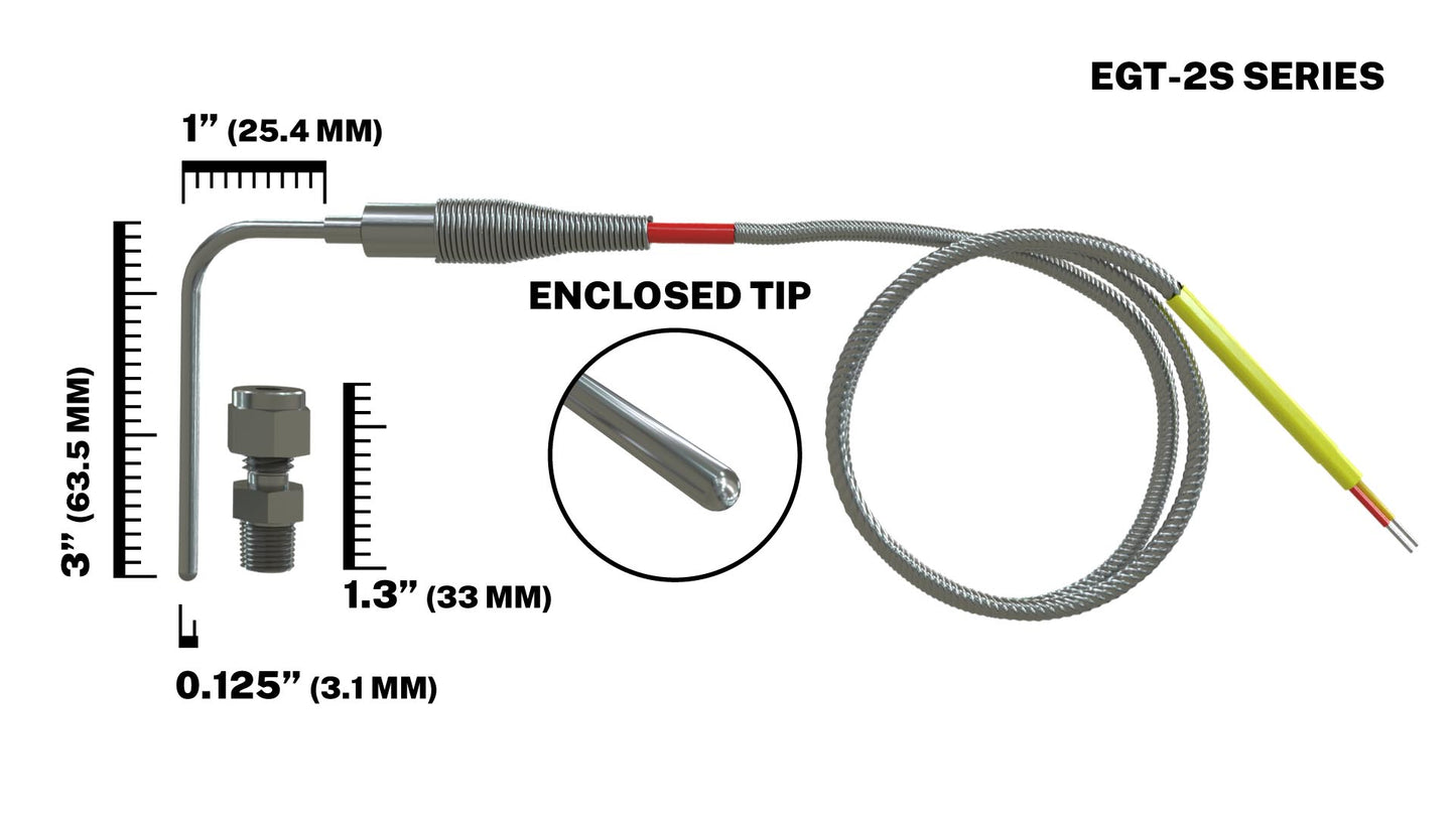 EGT Probe Exhaust Gas Temperature Sensor - For 2-Stroke Engines - 1/8" Diameter